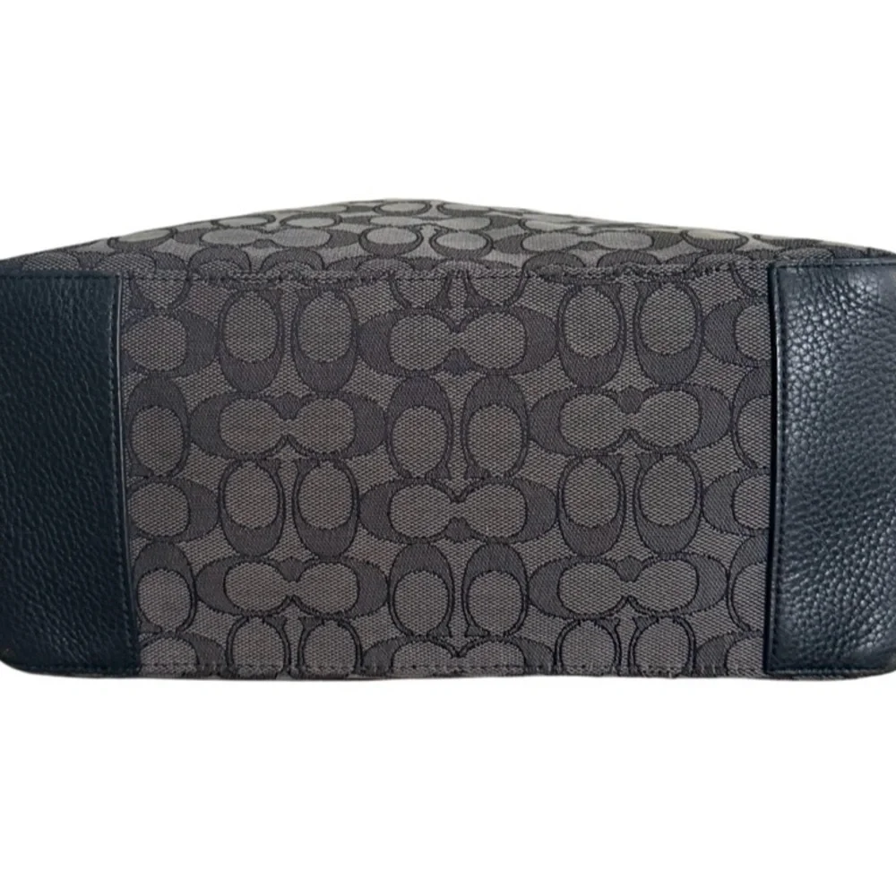 Authentic Coach Signature Black Grey Zip Top Tote Bag - Picture 5 of 13